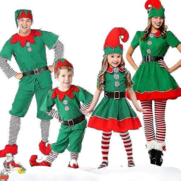 Jultomtekostym Familj Vuxen Barn Fancy Dress Santa Helper Outfits_y 9-11 Years Women