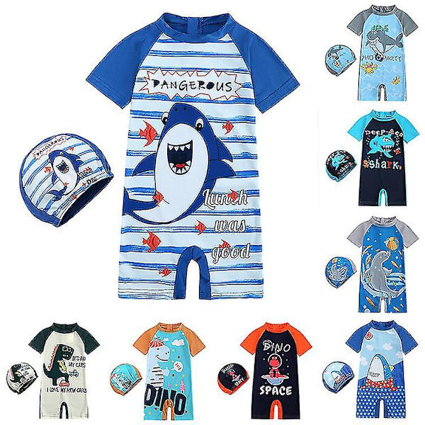 Barn Pojkar Flickor Dinosaurie Baddräkt One Piece Sunsafe Swimwear Simdräkt HY20070B M