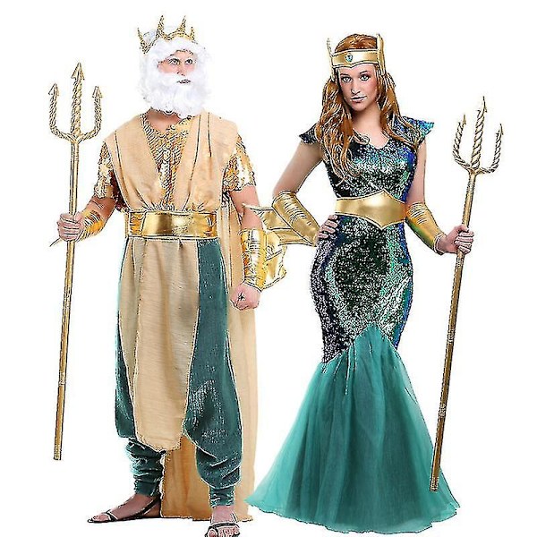 Neptunus sjöjungfrukostym Set för Halloween Neptune L
