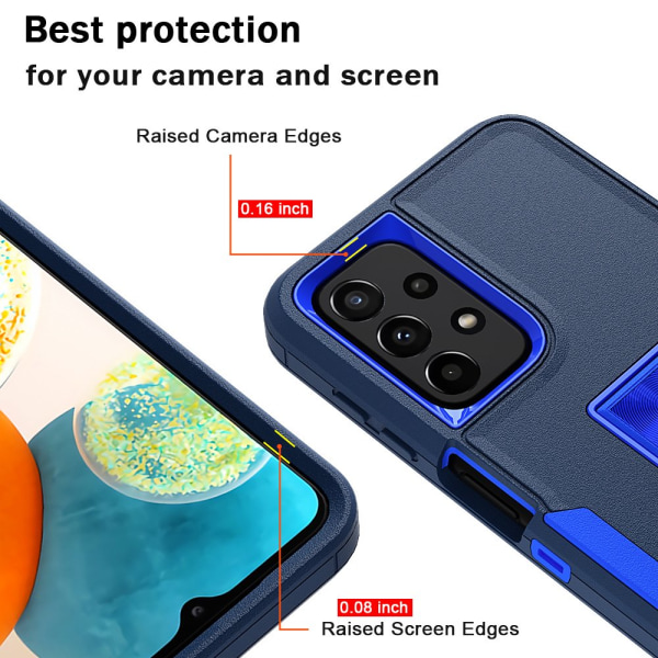 Xhy Samsung Galaxy A23 5G- case med skärmskydd och magnetiskt bilfäste Kickstand Militärklass helkropp dubbellagers fallskydd darkblue&blue