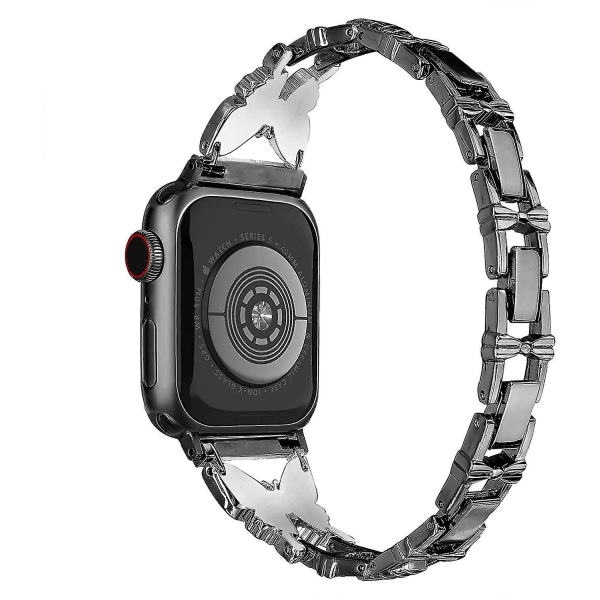 Fjärilsarmband kompatibelt med Apple Watch Band Diamond Metal Armbandsrem kompatibel med Iwatch Black 38-40-41 mm