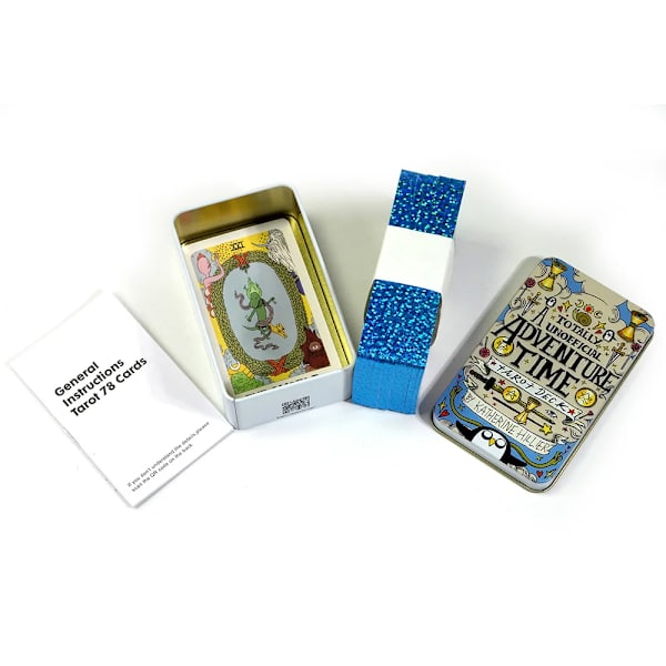 Nyhetsuppsättning Adventure Time Tarot Deck the AdventureTin Metal Box Hög kvalitet 78 kort Förgylld kant med papper Guidebok Brädspel Light Grey none