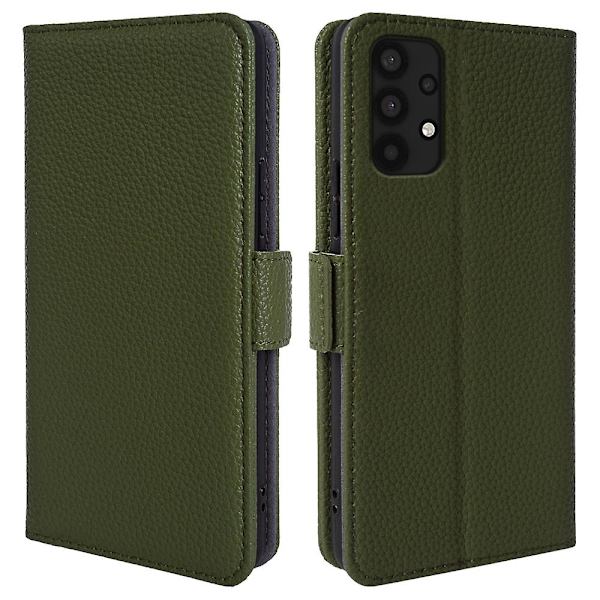 För Samsung Galaxy A33 5g äkta kohudsläder cover Fullt skydd Telefon Flip Case Green