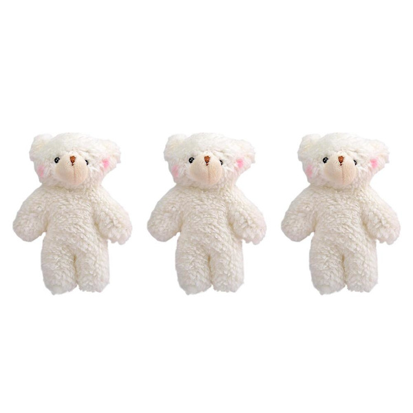 3st Pearl Plysch Bear Lovely Plysch Nyckelringar Toy Bag Hängen (vit) White 12x6x4cm