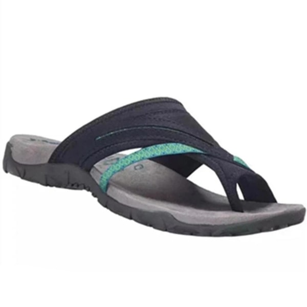 Öppen tå kvinnor sandaler för sommar Beach Arch Support Design Flip Flop platt klack Gray 40