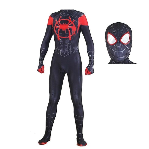 Stock Myers Spiderman Tights Vuxen Man Cosplay Superhjälte Halloween kostym costume mask  A 140cm