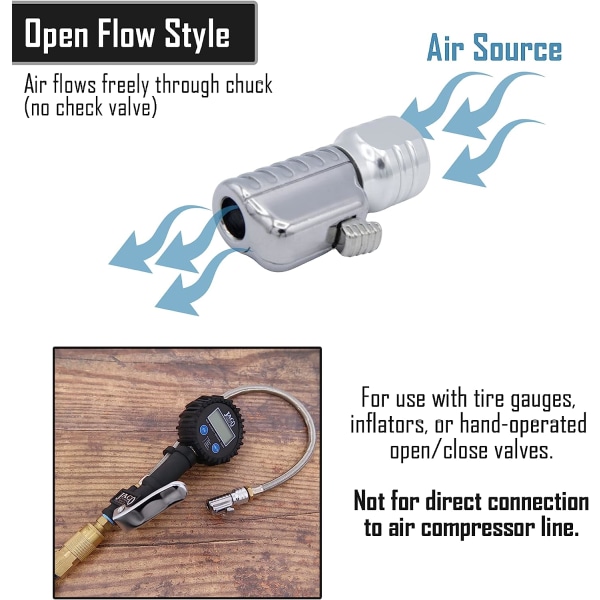 JACO Lightning S2-serien däckluftchuck - 1/4&#34; F-NPT | Open Flow (2-pack)