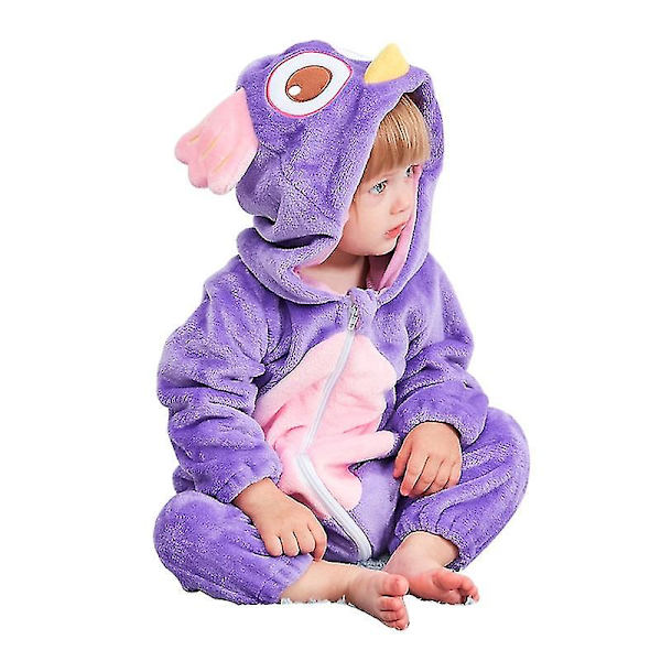 Unisex baby Vinter Höst Flanell Huva Romper Cosplay Jumpsuit owl 70