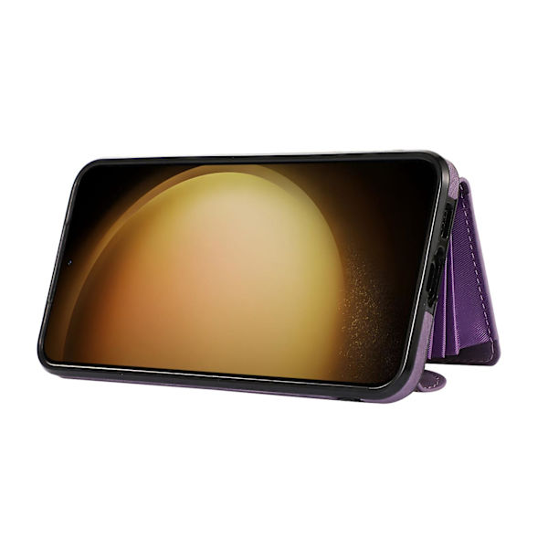 För Samsung Galaxy S23+ Rfid-blockeringskortväska Stötsäkert phone case Kickstand Pu Läder+tpu- cover Purple