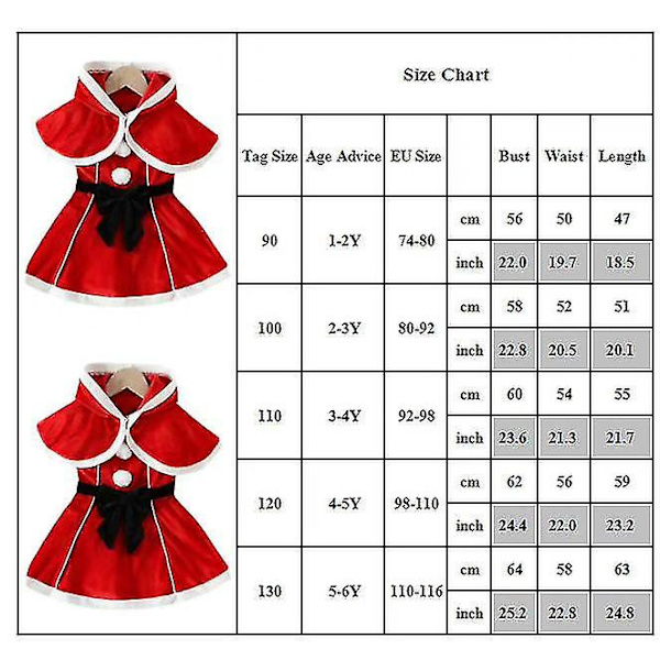 Barn Flickor Jultomten Klänning Kostym Cosplay Party Xmas Fancy Dress Up 2-3Years