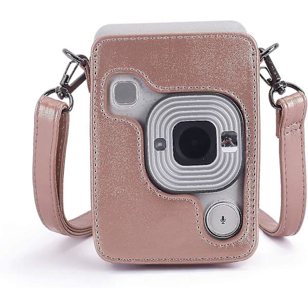 Case kompatibel med Instax Mini Liplay Hybrid Instant Camera, mjuk Pu-läderväska med avtagbar/justerbar axelrem (rosa) null none