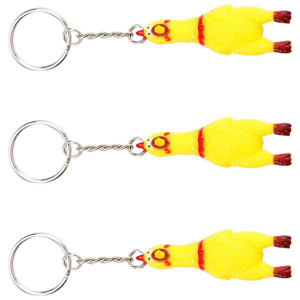 3-pack Squeeze Screaming Chicken Nyckelring Rolig gul gnissande kyckling hänge för nycklar Väskor Telefoner Yellow none