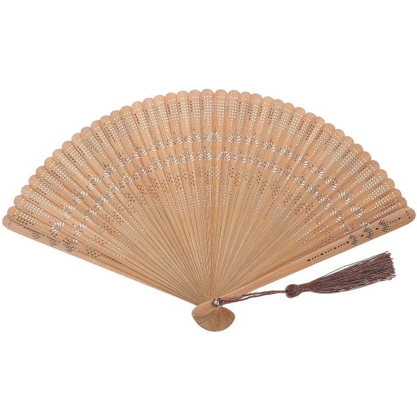 Bambu Vintage Fan Silk Handhållen hopfällbar fläkt Elegant present för kvinnor damer (brun) Brown none