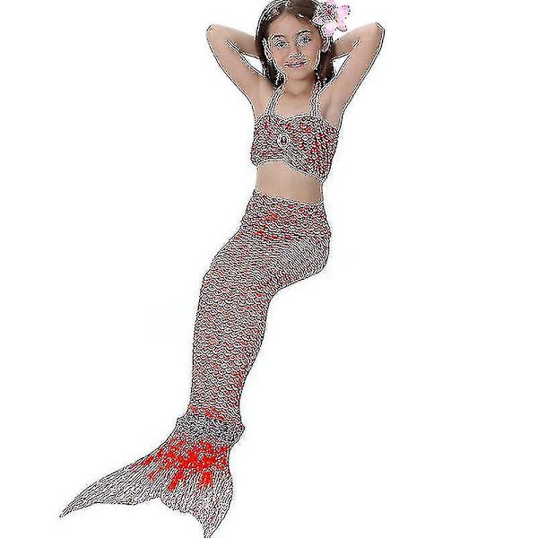 Barn Flickor Mermaid Tail Bikini Set Badkläder Baddräkt Simdräkt Hög kvalitet A Red 100