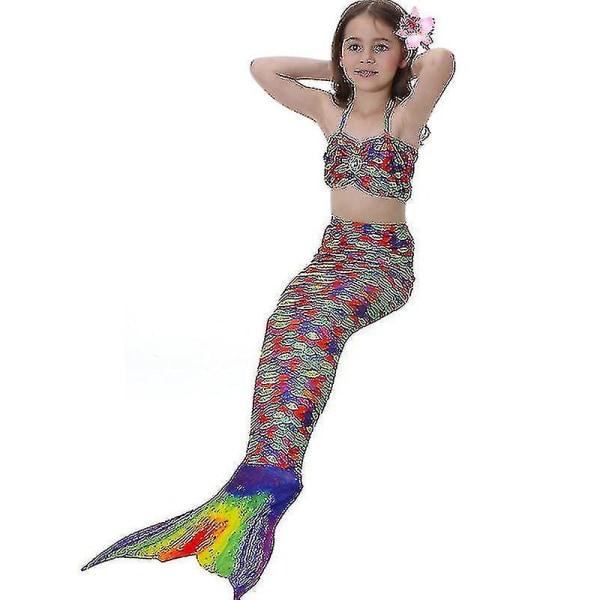 Barn Flickor Mermaid Tail Bikini Set Badkläder Baddräkt Simdräkt Hög kvalitet A Multi 110