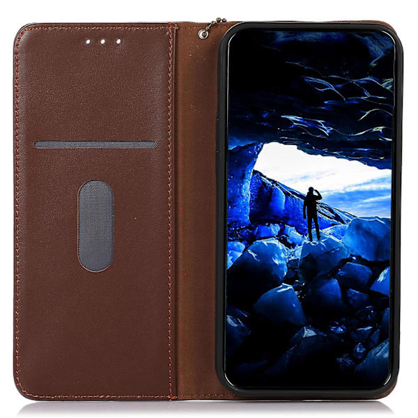 Rfid-blockerande phone case för Asus Zenfone 10 5g/zenfone 9 5g, Cover i äkta koläder Brown