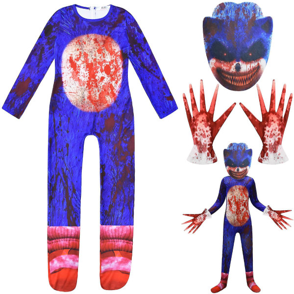 Sonic Halloween Cosplay kostym för barn tecknad Jumpsuit Party Outfit 5-6 Years