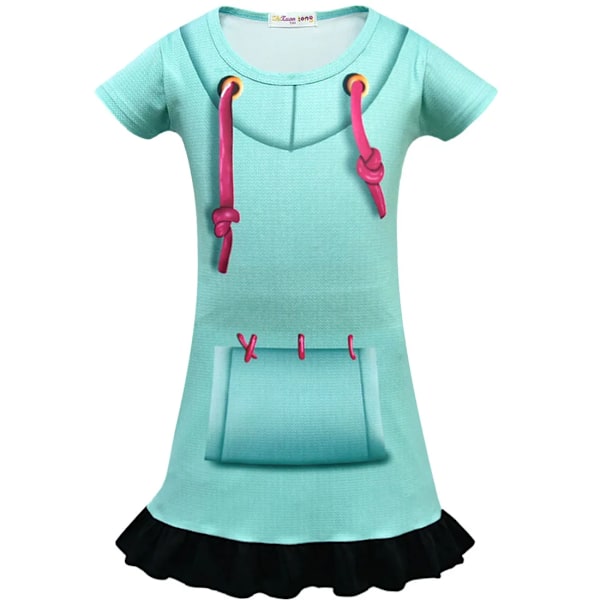 Flickor Wreck-It Ralph 2 Kläder Vanellope Von Schweetz Vocaloid Cosplay Halloween Kostym Barn Klänning Byxor Set Kläder för Flickor 7T dress-mask