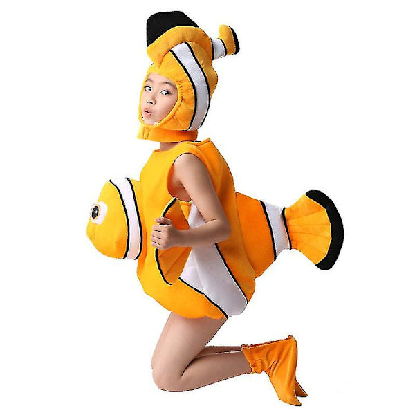 Barn bläckfisk Havsdjur Nemo Dory Cosplay kostym Blå Orange Jumpsuit Huvudbonader Kostymer för pojkar och flickor Halloween festkläder Solid Blue 140cm