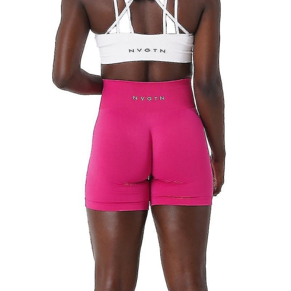 Nvgtn Spandex Solid Seamless Shorts Kvinnor Mjuka träningstights Fitness Outfits Yoga byxor Gym Wear Z Magenta XS