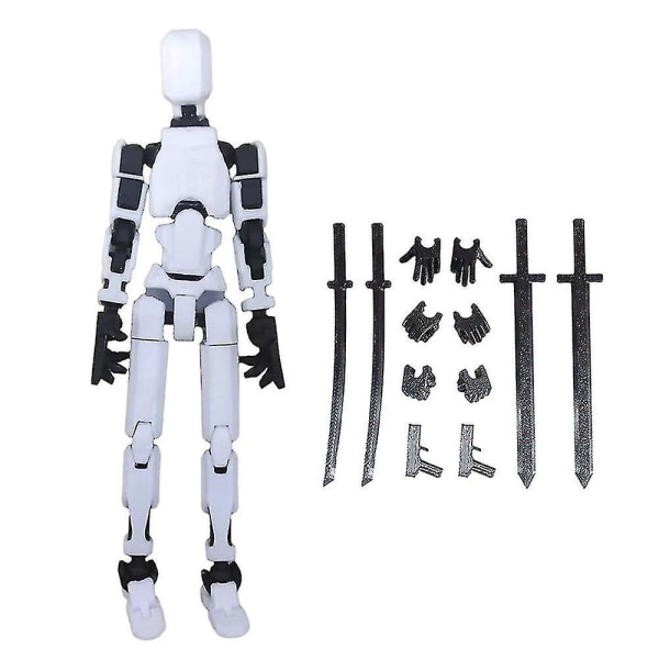 T13 Action Figure, Titan 13 Action Figure, Robot Action Figure, 3d printed Action Nytt Black and White