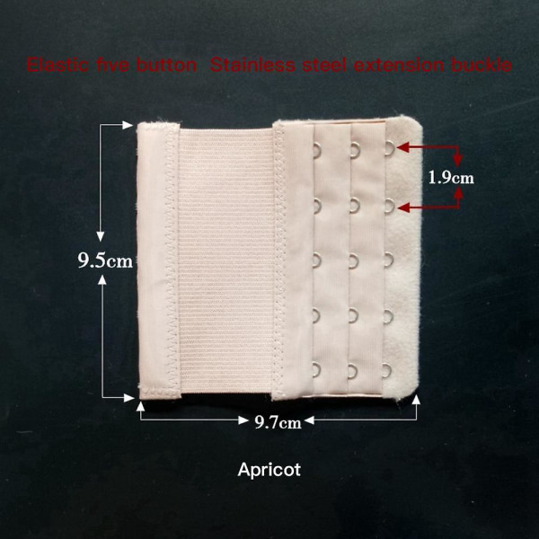 3 rader 5 krokar BH-förlängare för kvinnors elastiska BH-förlängningsrem Justerbar bälteskrok apricot