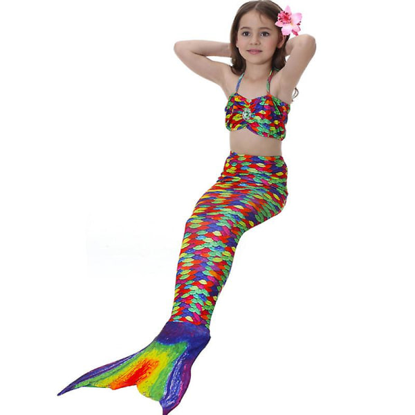 Girls Mermaid Tail Baddräkt Bikini Set Badkläder Simdräkt Bad Multi 8-9 Years