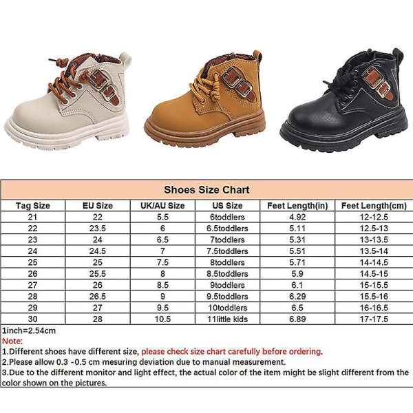 Unisex ankelstövlar för barn Snörning stridsstövel Sidodragkedja Casual Bootie Halksäker skola Yellow EU 25