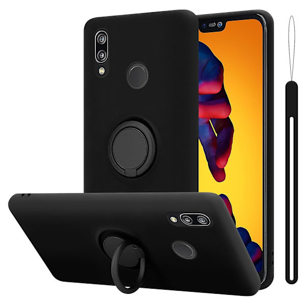 Huawei P20 LITE 2018 / NOVA 3E Hülle Handy Cover TPU- case - flytande design med ring LIQUID BLACK P20 LITE 2018 / NOVA 3E
