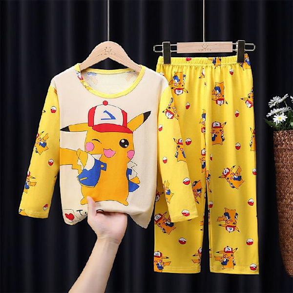 Pyjamas för män och flickor långärmad tecknad hemkläder F3 Pikachu 14 yards