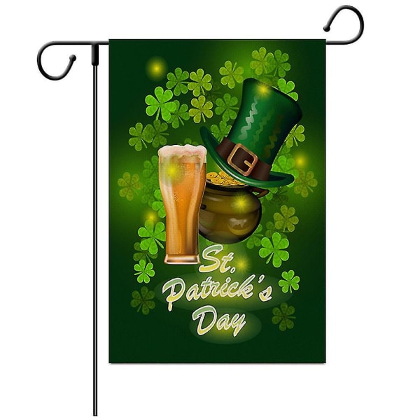 Shxx St. Patricks Day Trädgårdsbanner, irländsk festival, med öl, guldmynt, hattdekorerad trädgårdsbanner, hög kvalitet och väderbeständig null none