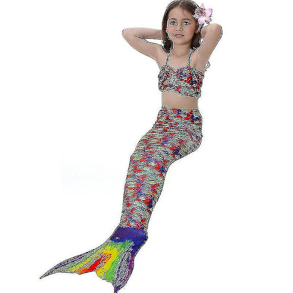Barn Flickor Mermaid Tail Bikini Set Badkläder Baddräkt Simdräkt Hög kvalitet A Multi 130