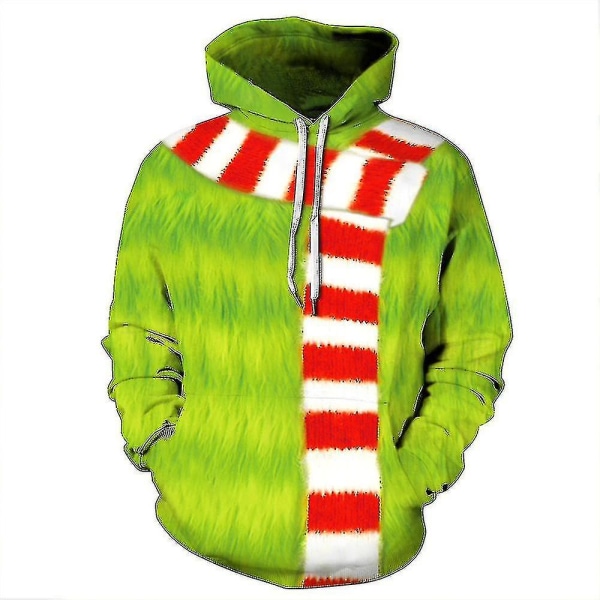 Christmas Unisex The Grinch Novelty Hoodie Långärmad 3d Printing Pullover Sweatshirt Jumper Toppar För Män Kvinnor Vuxen C XL