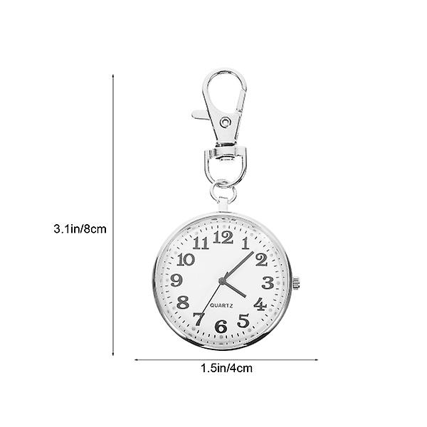 2st enkel hängande fickur Modern Watch Pendant Nyckelring Quartz Fick Watch för äldre sjuksköterska (silver , gyllene) Silver 8X4cm