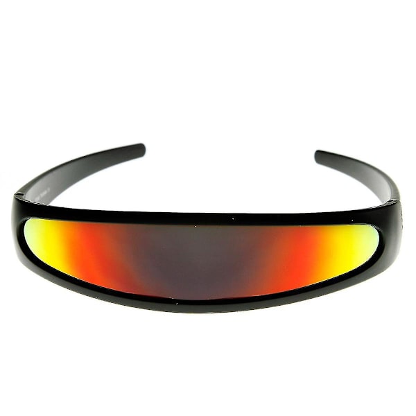 Narrow Cyclops Futuristic Color Mirrored Lens Visir Solglasögon New-1 yellow