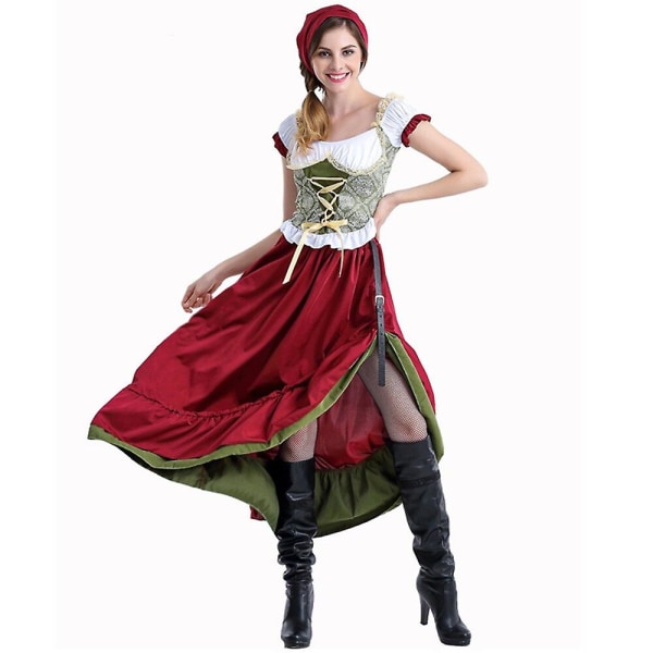 3st/ set Kvinnor Tyskland Oktoberfest Dräkt Traditionell Bavaria Beer Dirndl Outfit Wench Beer Maid Fantasia Fancy Dress Oktoberfest Girl XL