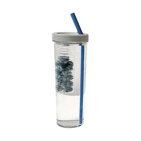Drickskopp med sugrör och lock, resekopp för lemonad, smoothie & juice, återanvändbar 700 ml plastgul grey