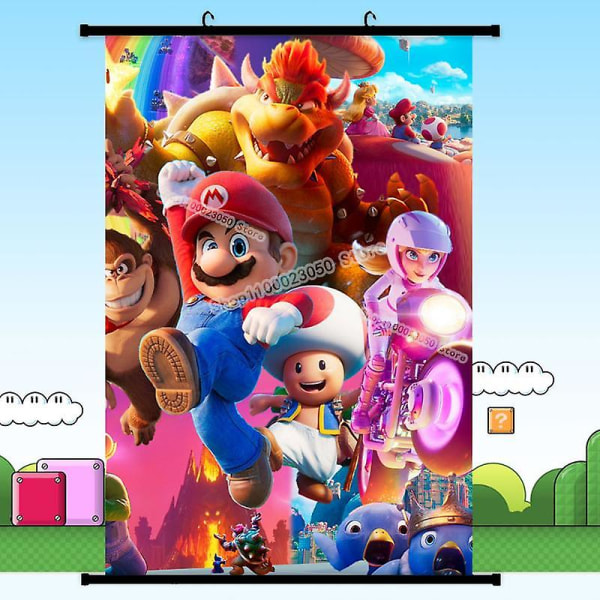 Super Mario Bros Dukmålning Tecknad bild Väggkonst Rumsdekoration Anime Estetisk affisch Vardagsrum Kontor Heminredning SIze 40X60CM Mario-A