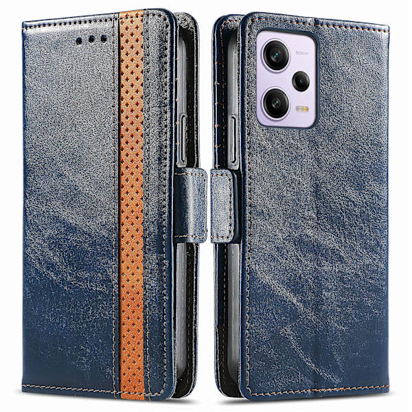 Caseneo 002-serien Rfid-blockerande case för Xiaomi Redmi Note 12 Pro 5g / Note 12 Pro Speed ​​5g / Poco X5 Pro 5g, skarvningsplånboksställ Dark Blue