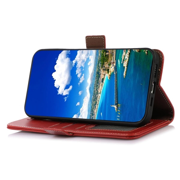 Cover i äkta koläder för Huawei nova Y91 4G/Enjoy 60X, Plånbok RFID-blockeringsställ Fodral-röd null none