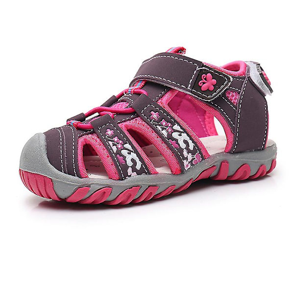 Flickor Platt Fiskarsandal Mjuk Utomhus Vattenskor Magiskt Tejp Strandsandaler Purple EU 23.5