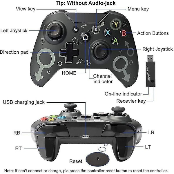 Avancerad trådlös gamepad för Xbox One 02 Black