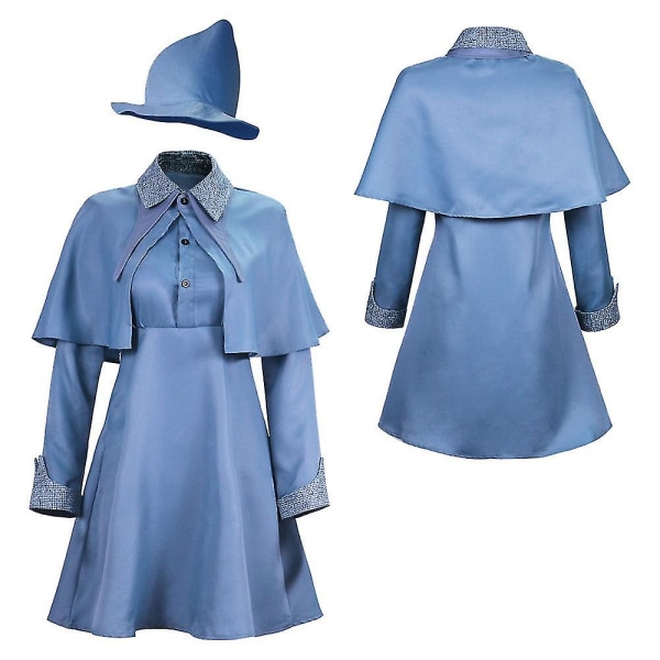 Trollkarlsskola Häxa Fleur Isabelle Delacour Cosplaydräkt Beauxbaton Magic Dam Skoluniform Hattklänning Kostym Halloween Hög kvalitet M