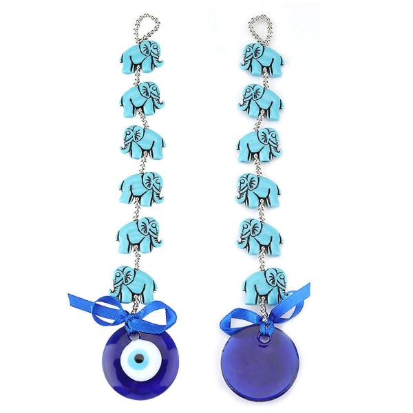 Blue Evil Eye Elephant Tofs Vägghängande hänge Amulet Blessing Decor