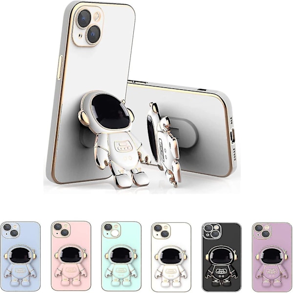Astronaut Hidden Stand Case Kompatibel Samsung Galaxy S22/s22+/s22ultra Nytt elektropläterat Case White S22 Ultra