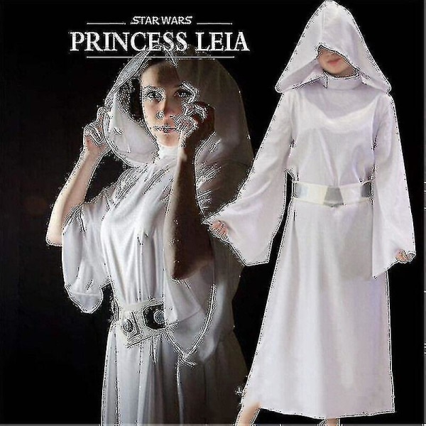 Star Wars Kostym Prinsessan Leia Organa Solo Outfit Vit Klänning Z 3XL