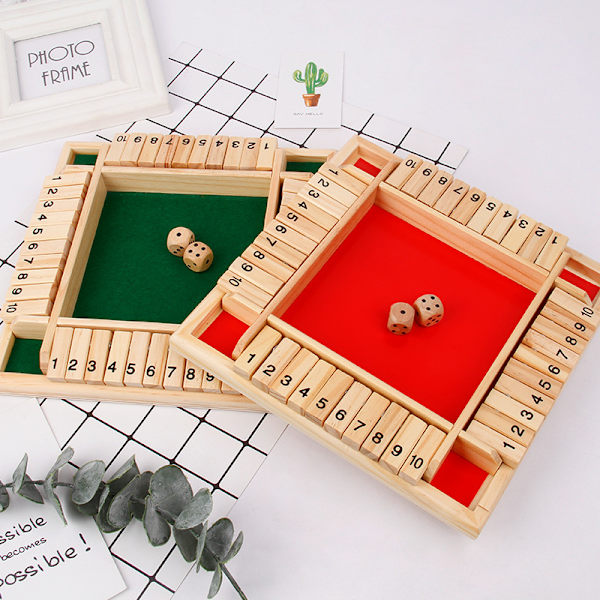 4 Player Shut Box Board Toy Digitalt flipbrädspel Familjespelbordsleksaker red