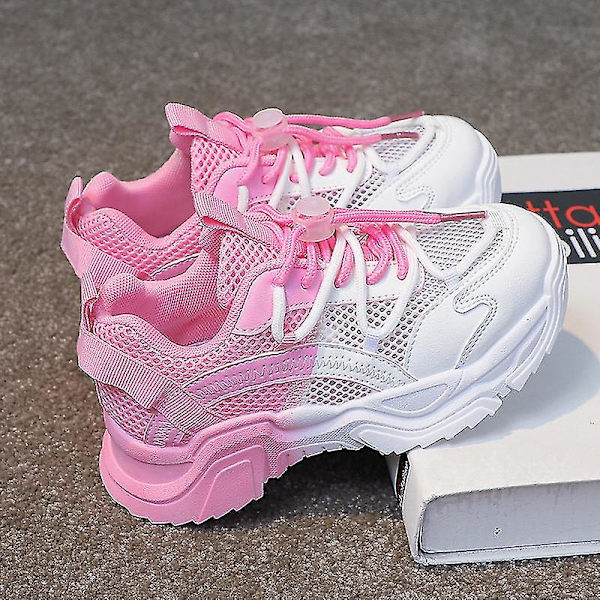 Barnskor Flickor Mode Mesh Andas Mesh Skor Mjuk botten Färgglada Casual Sportskor Pink 26
