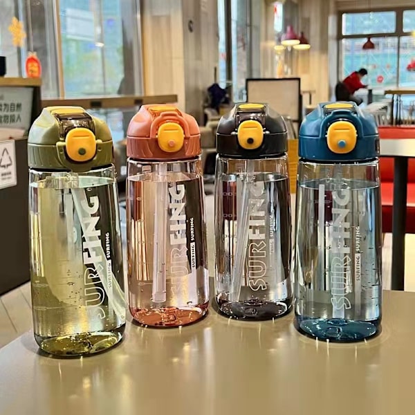 Vattenflaska Stort sporthalm 2 liter med tidsmarkör grey 650ml