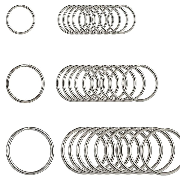 30 st Nyckelring Rund Båge Små metalldelade ringar för hantverk